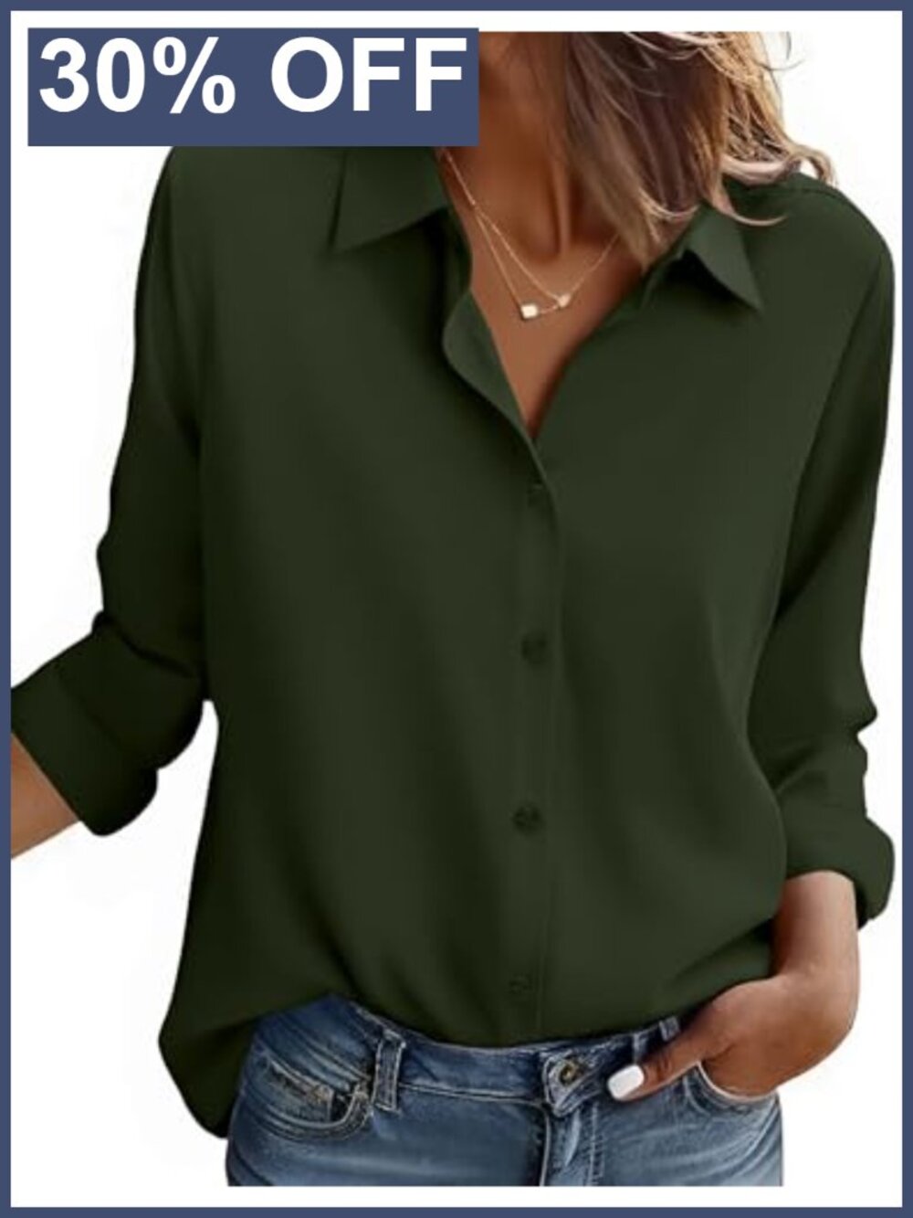 Zeagoo Women's Long Sleeve Button Down Blouse V-Neck Work Top